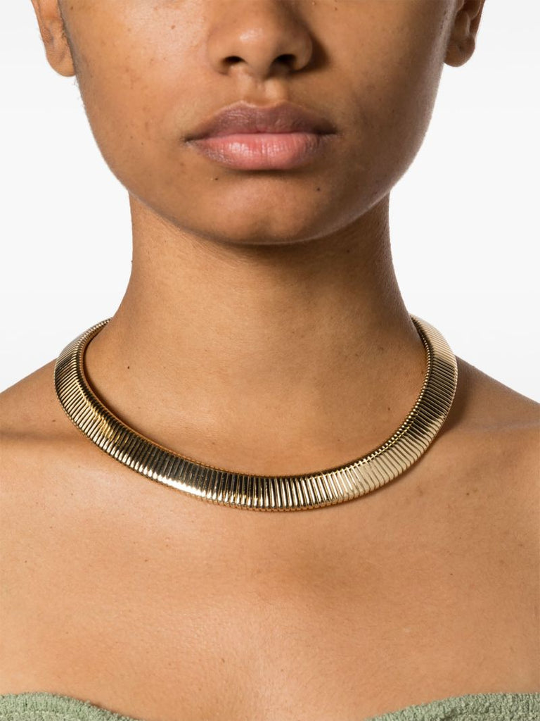 Gold-tone Flat Stretch Collar Necklace