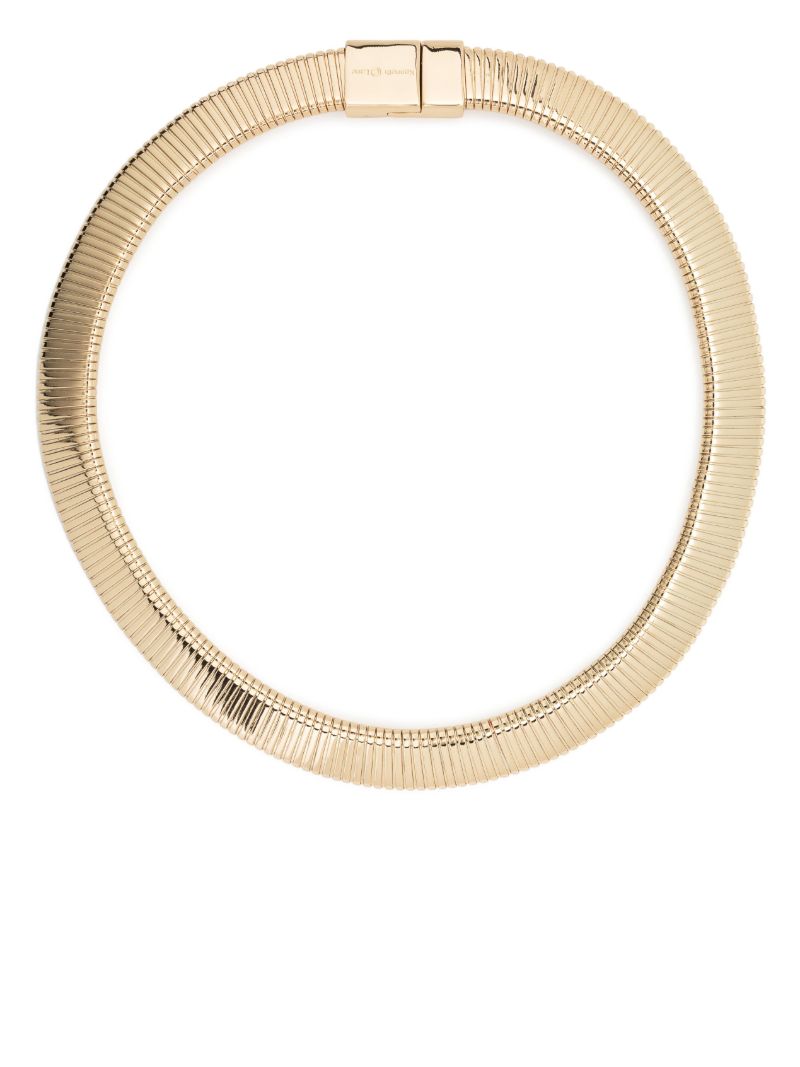 Gold-tone Flat Stretch Collar Necklace