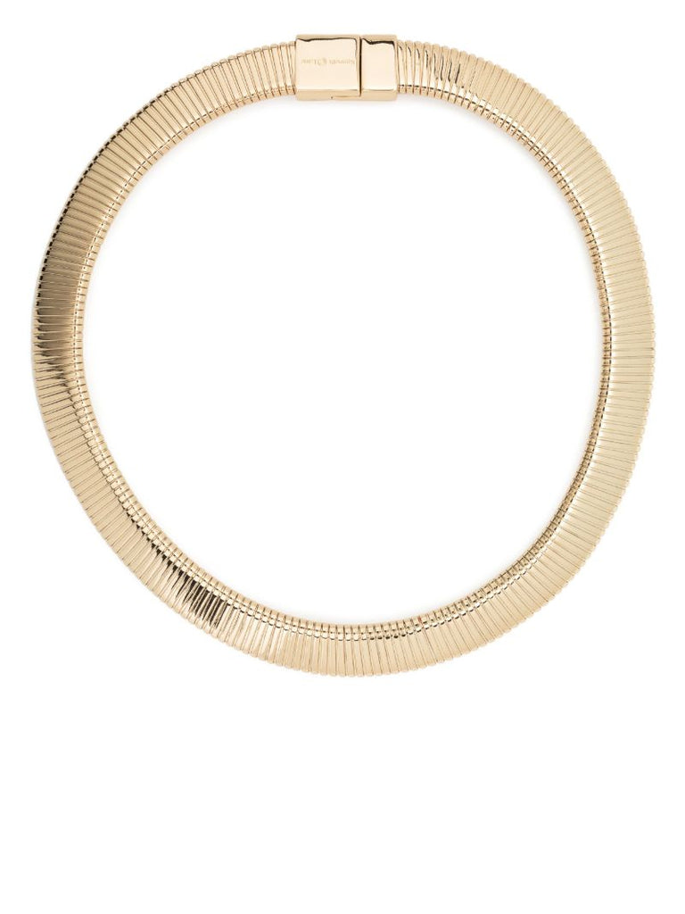 Gold-tone Flat Stretch Collar Necklace