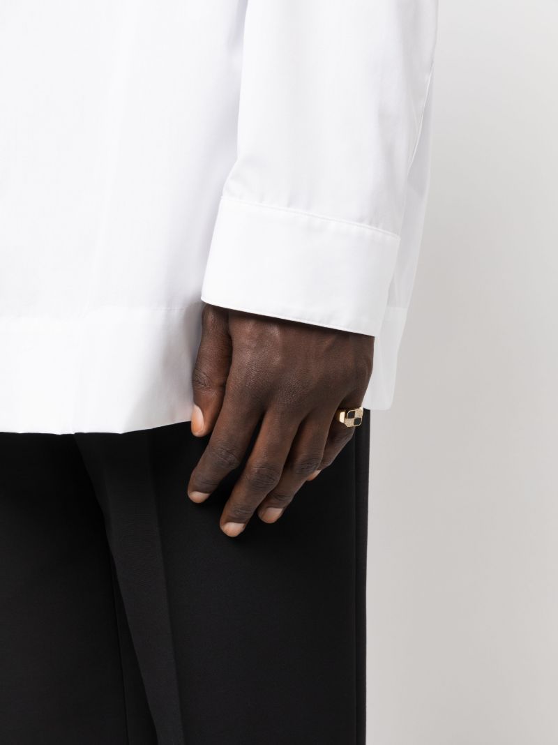9k Yellow Gold Petit Damier Diamond and Onyx Ring