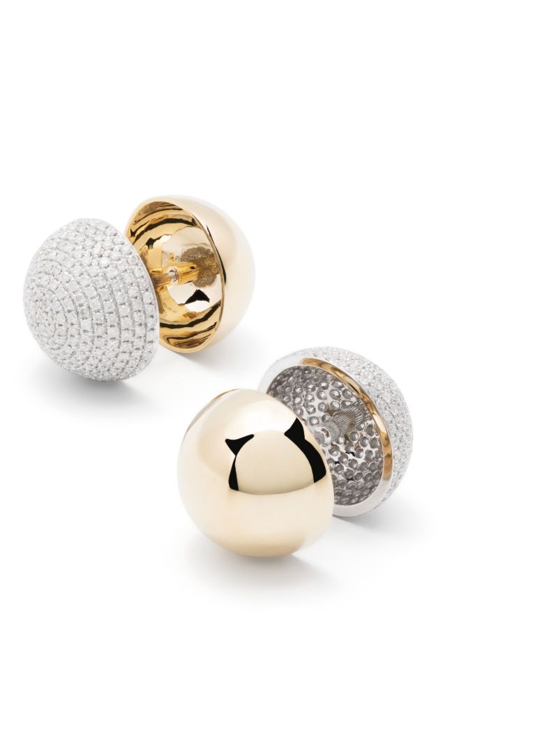 9k Yellow Gold Paire De Bo Boule Disco Diamond Earrings