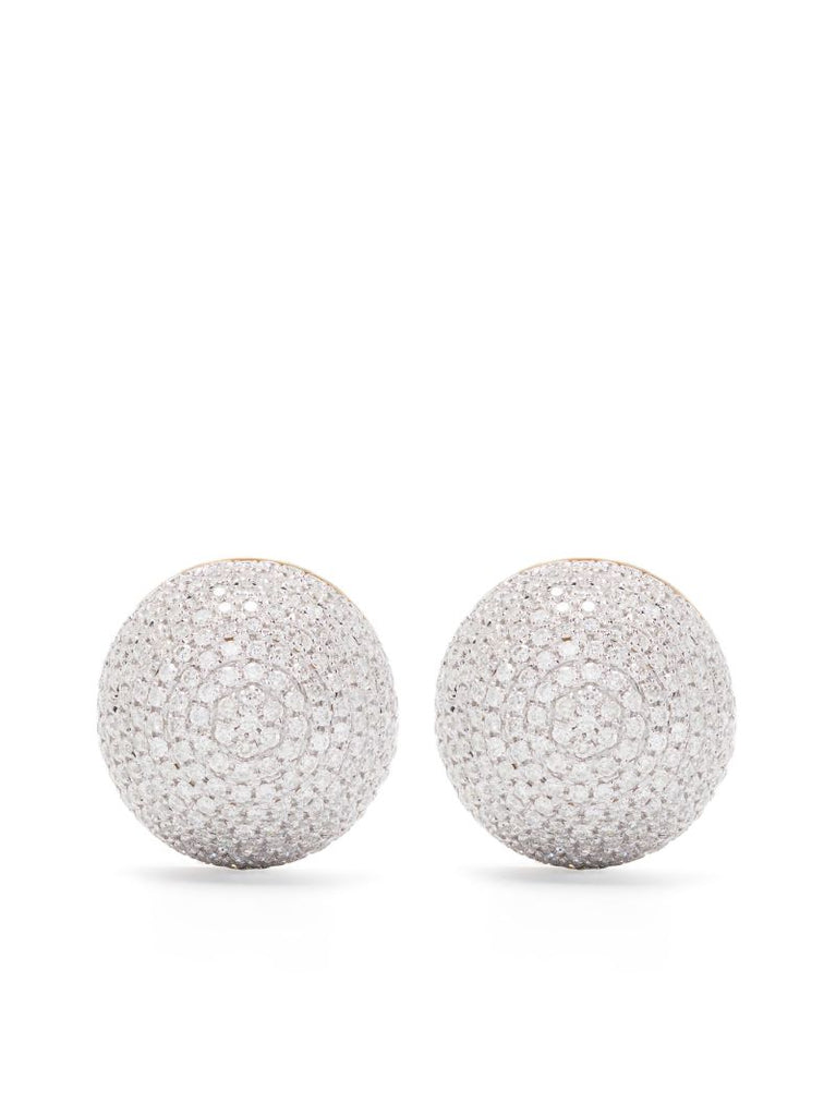 9k Yellow Gold Paire De Bo Boule Disco Diamond Earrings
