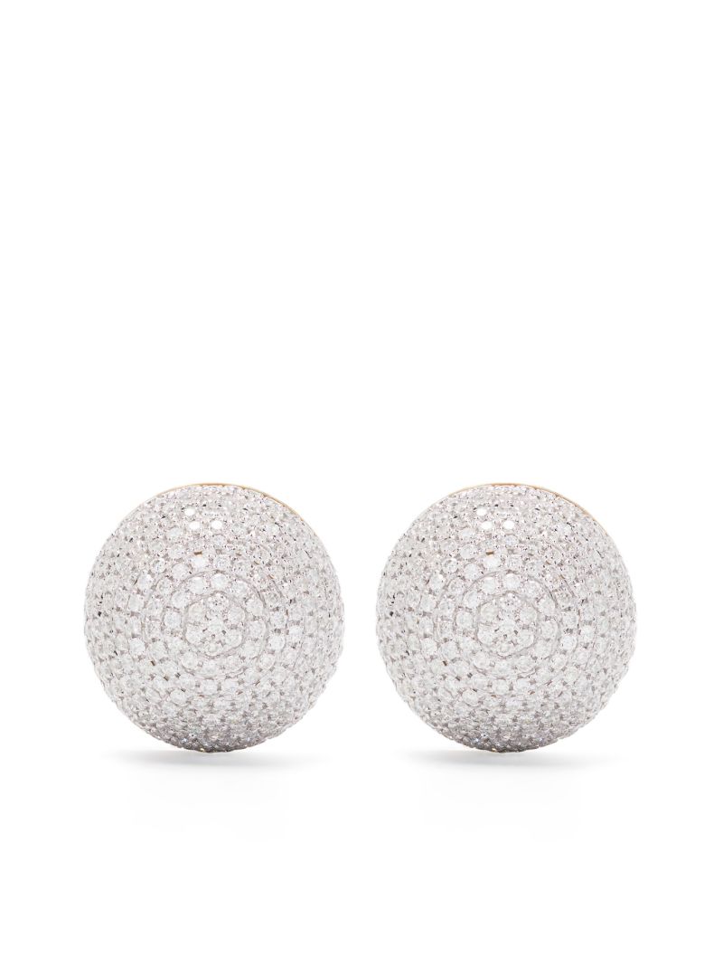 9k Yellow Gold Paire De Bo Boule Disco Diamond Earrings