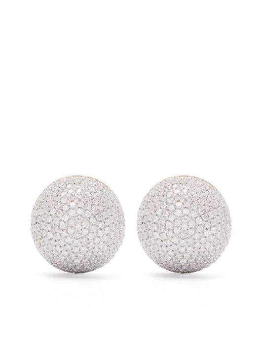 9k Yellow Gold Paire De Bo Boule Disco Diamond Earrings