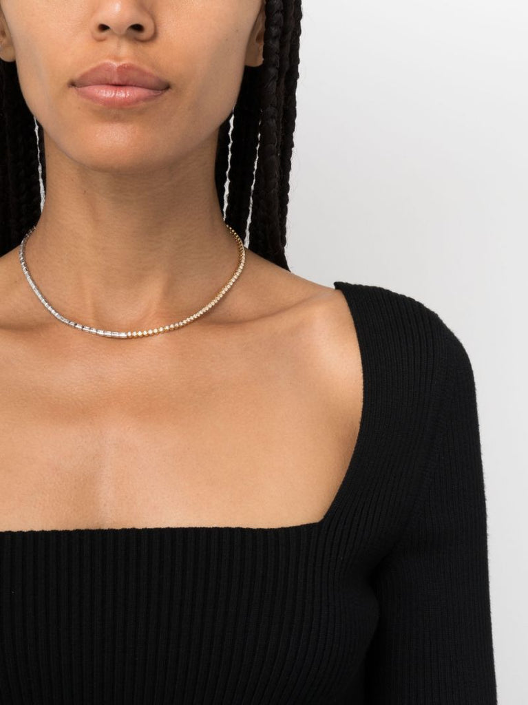 18k Yellow and White Gold Collier RiviÃ_x0083_Â¨re Diamond Necklace