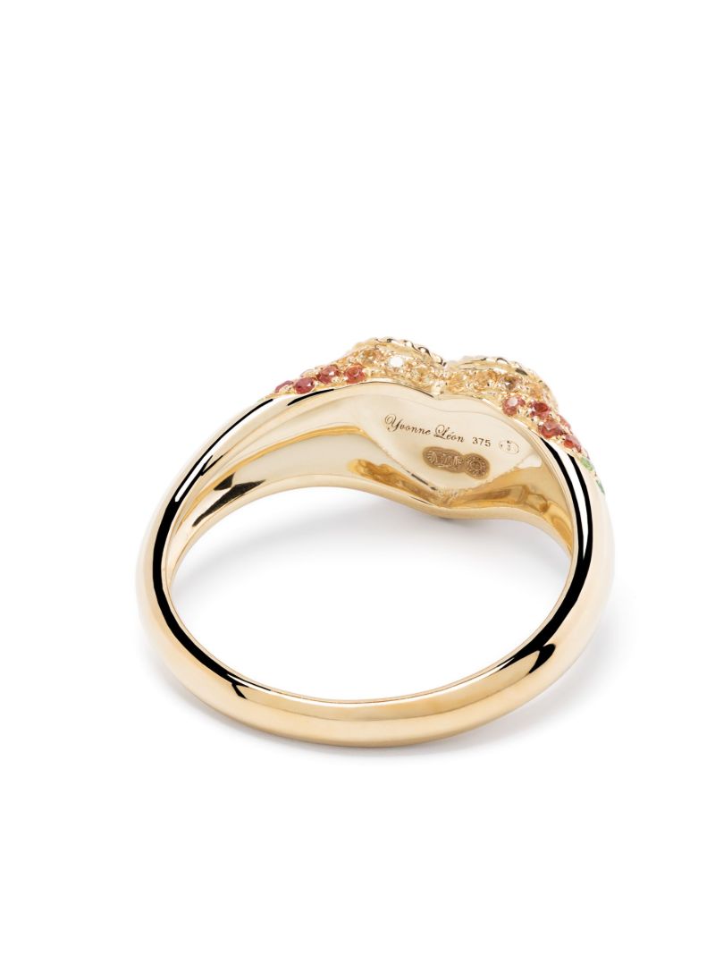 9k Yellow Gold Baby Chevaliere Coeur Sapphire Ring