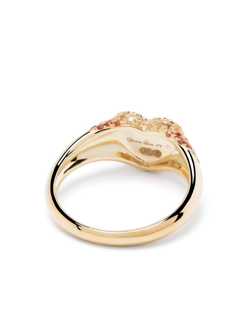 9k Yellow Gold Baby Chevaliere Coeur Sapphire Ring