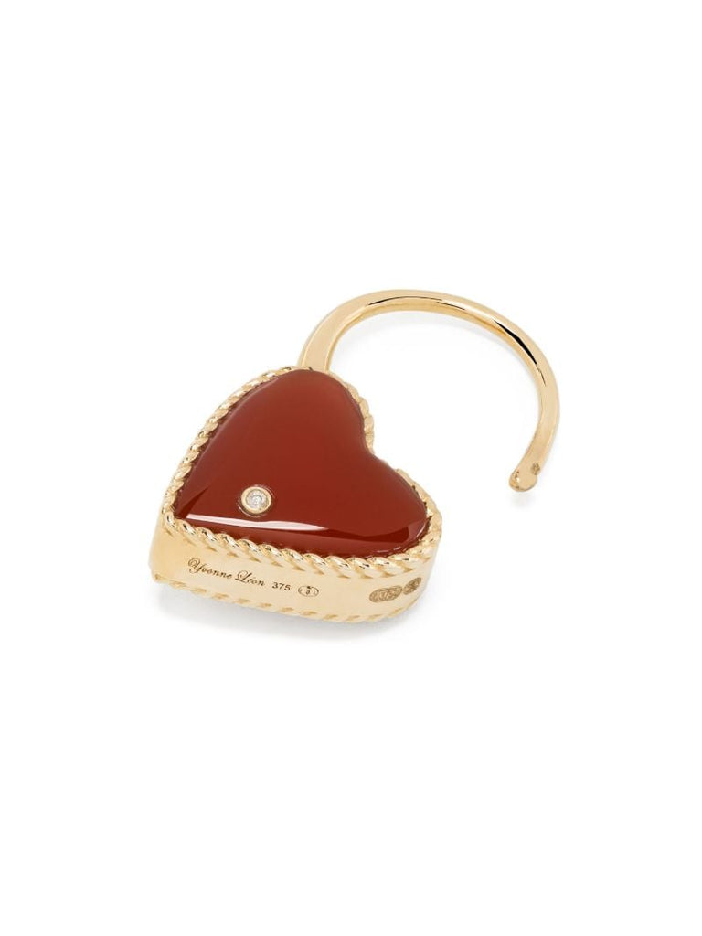 9k Gold Creole Cadenas Coeur Agate Single Drop Earring
