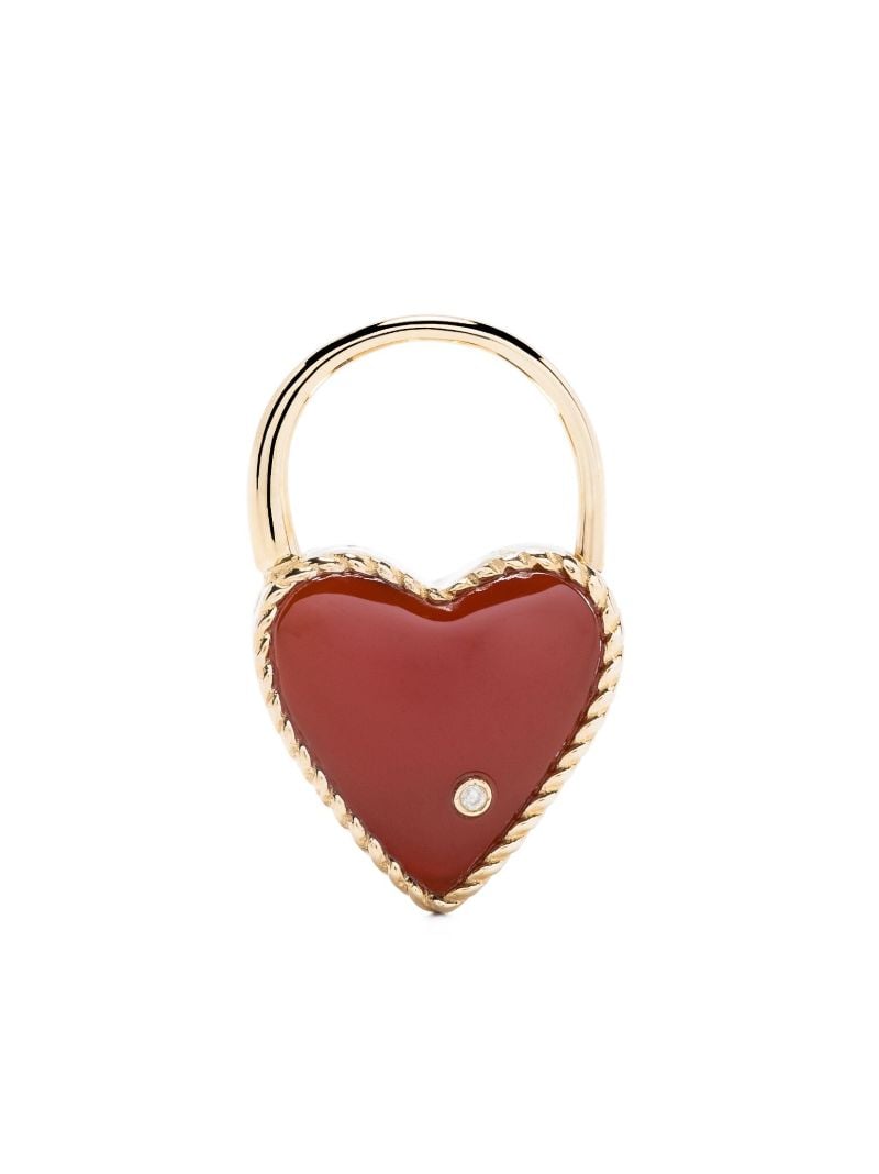 9k Gold Creole Cadenas Coeur Agate Single Drop Earring