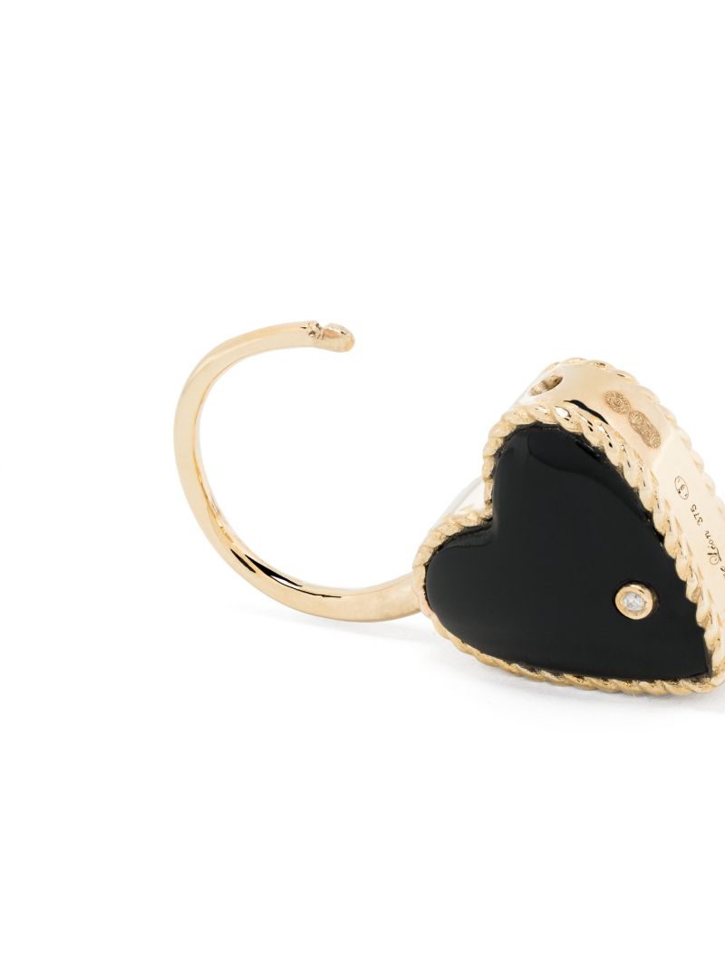 9k Yellow Gold Creole Cadenas Coeur Onyx Single Drop Earring