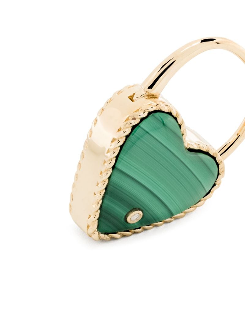 9k Yellow Gold Creole Cadenas Coeur Malachite Single Drop Earring