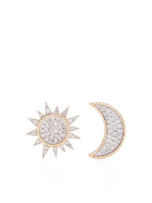 18k Yellow Gold Soleil & Lune Diamond Stud Earrings