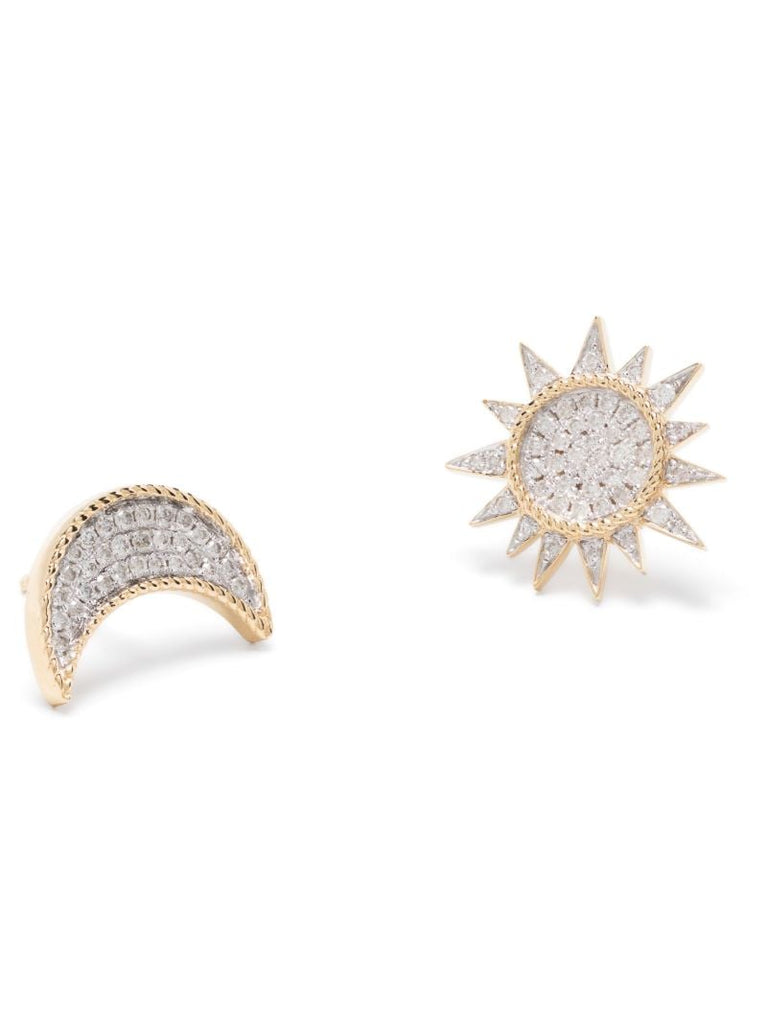 18k Yellow Gold Soleil & Lune Diamond Stud Earrings