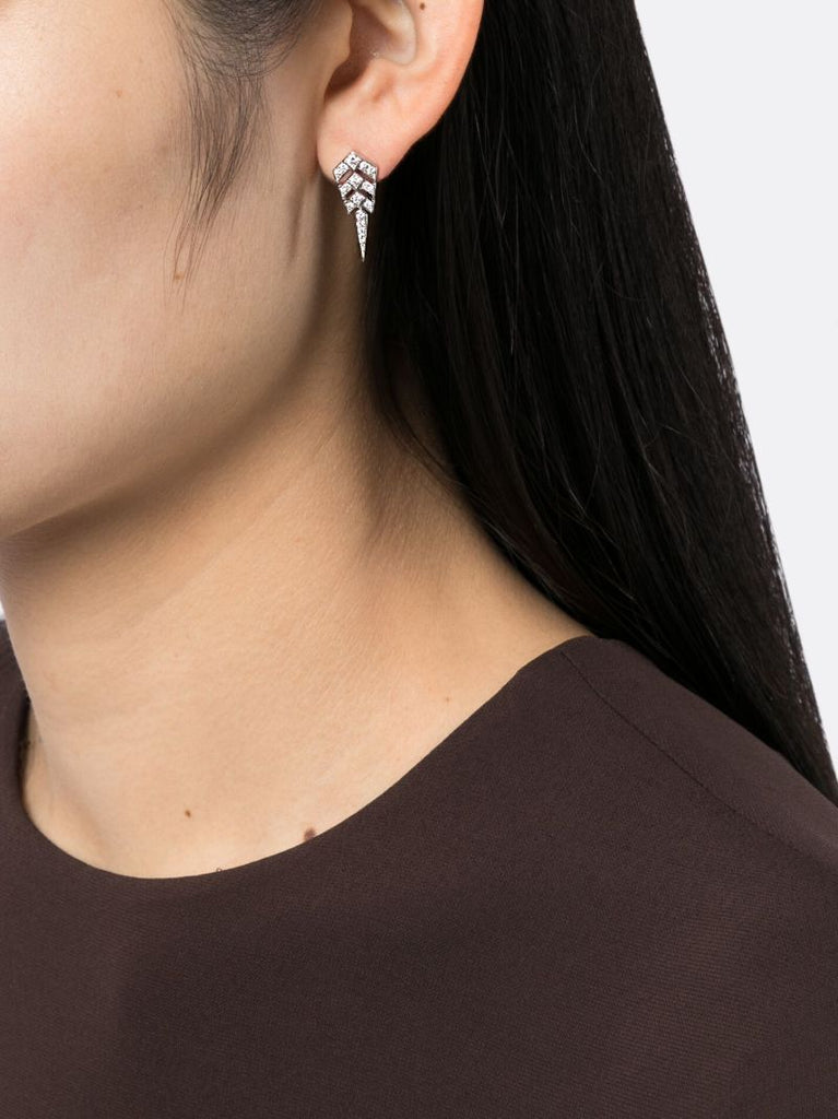 Sterling Silver Stairway Diamond Single Drop Earring