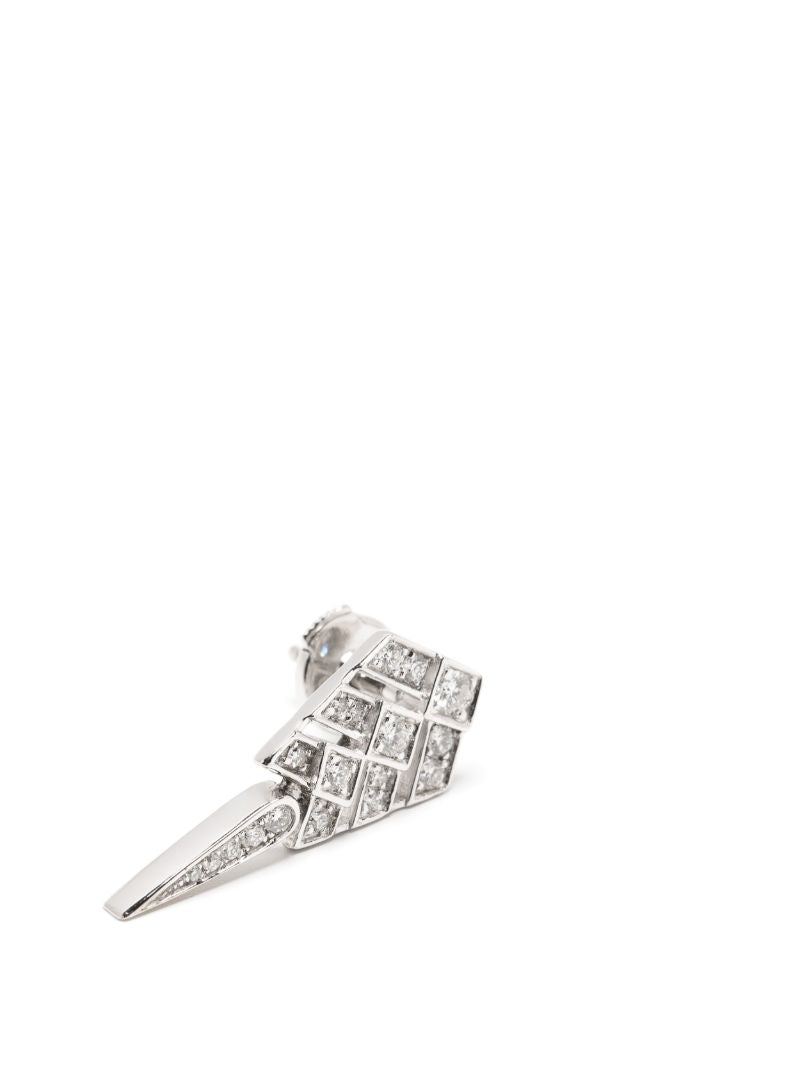 Sterling Silver Stairway Diamond Single Drop Earring