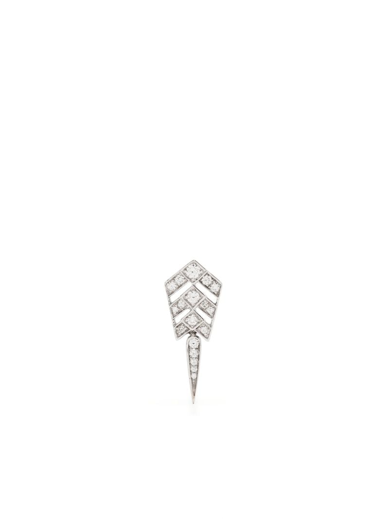 Sterling Silver Stairway Diamond Single Drop Earring