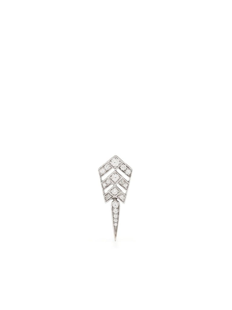 Sterling Silver Stairway Diamond Single Drop Earring