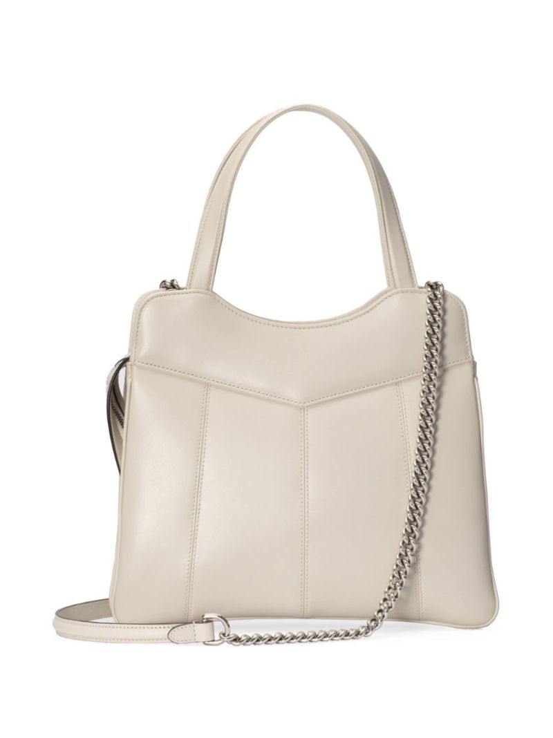 White Petite Gg Small Leather Tote Bag