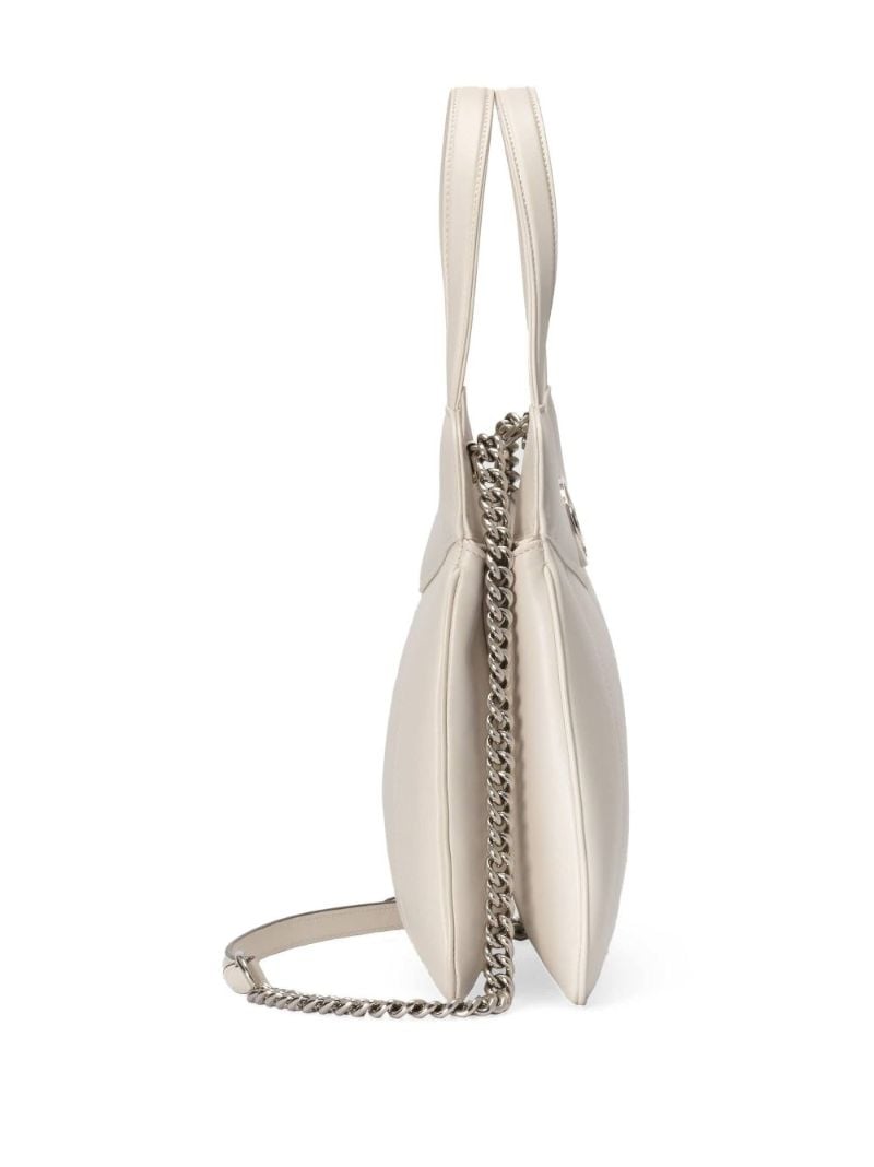 White Petite Gg Small Leather Tote Bag