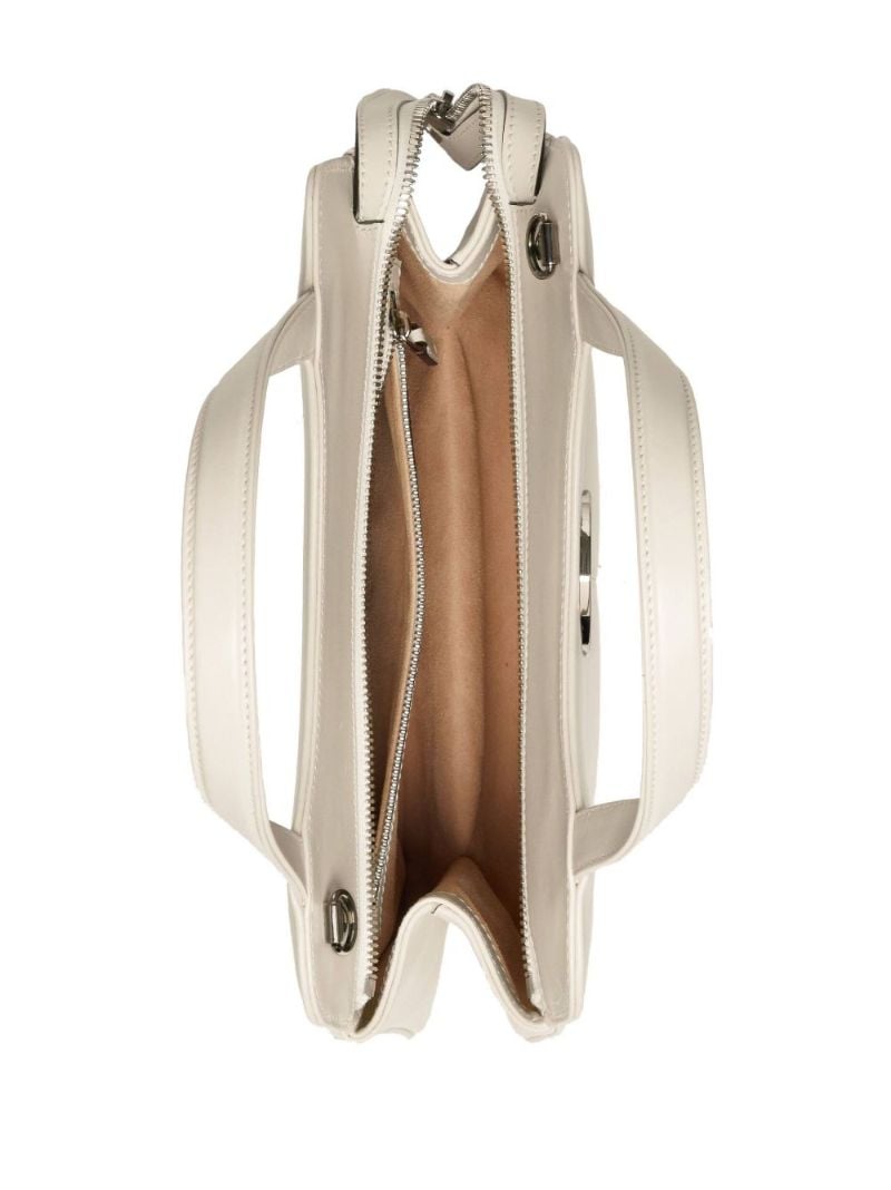 White Petite Gg Small Leather Tote Bag