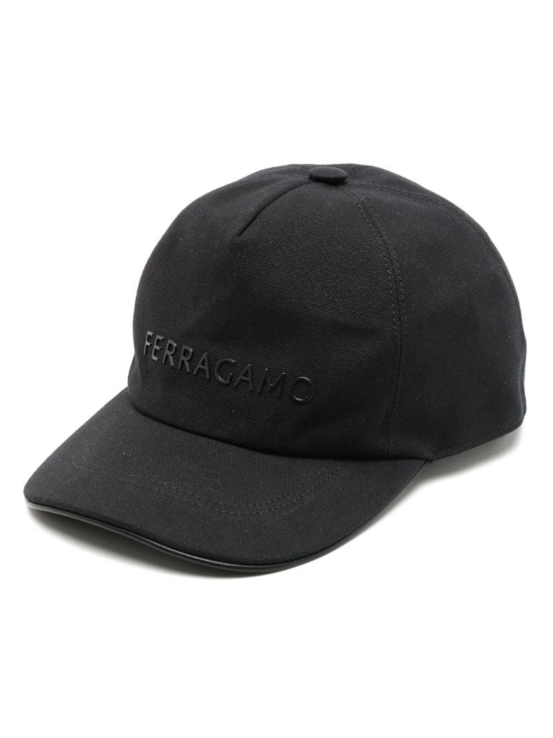 Black Logo-rubberised Cotton Cap