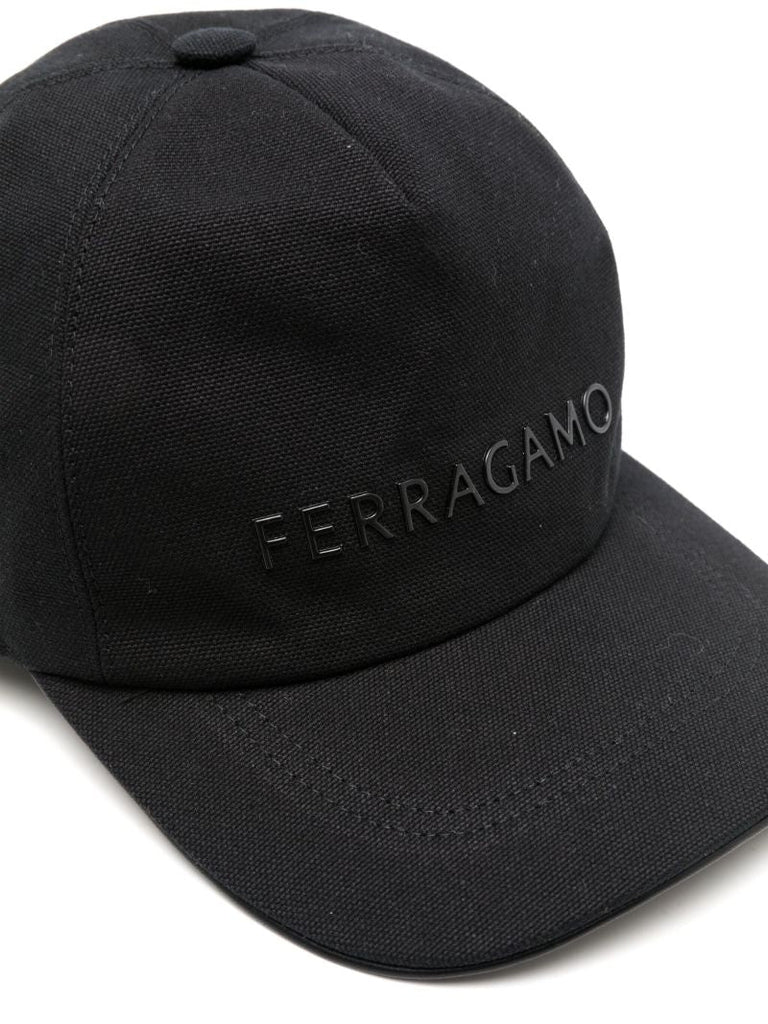Black Logo-rubberised Cotton Cap