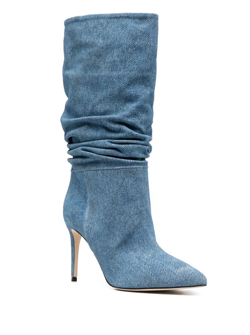 Blue 85 Pointed-toe Denim Boots