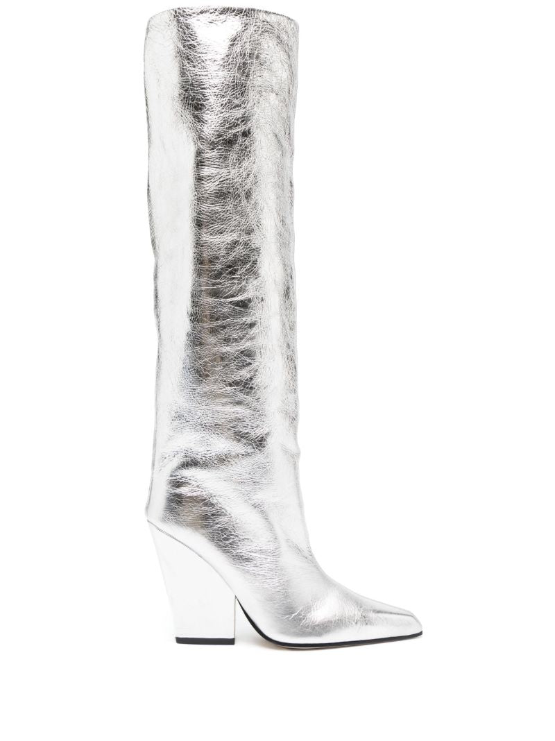 Silver Jane 100mm Metallic Knee-high Boots