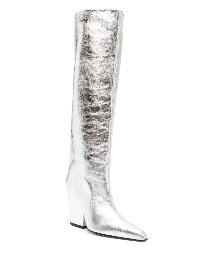 Silver Jane 100mm Metallic Knee-high Boots