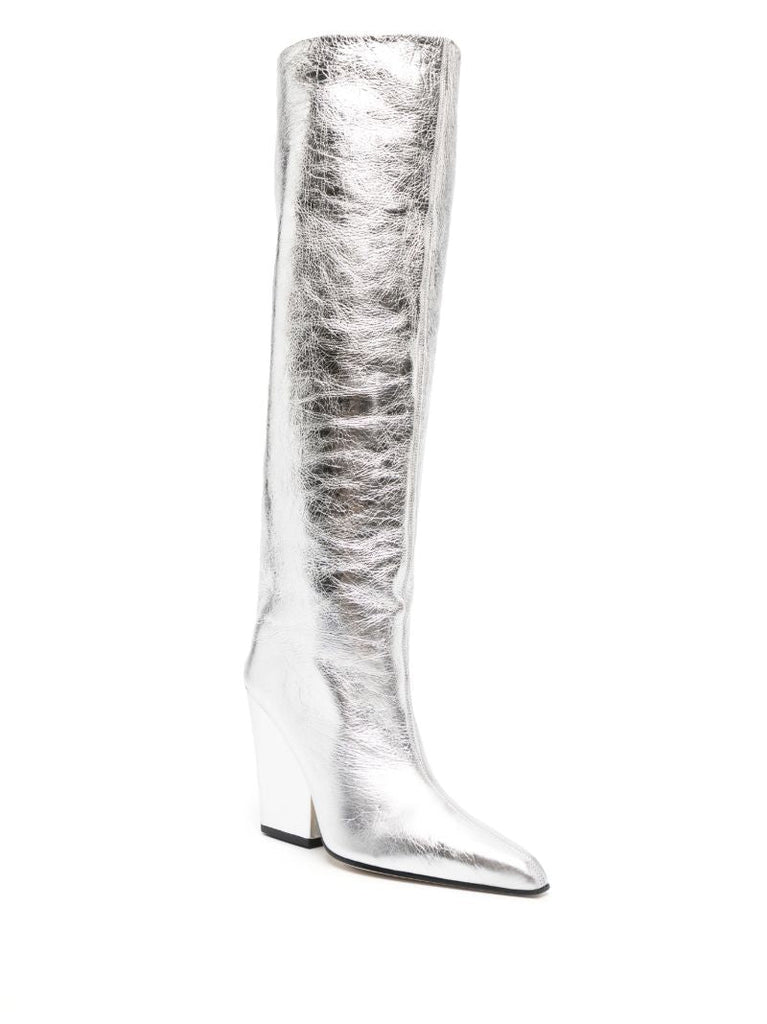 Silver Jane 100mm Metallic Knee-high Boots
