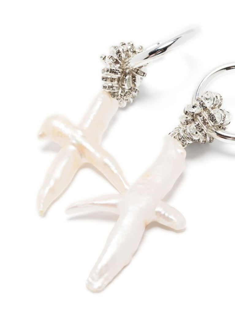 Silver-tone Crystal Pearl Drop Earrings