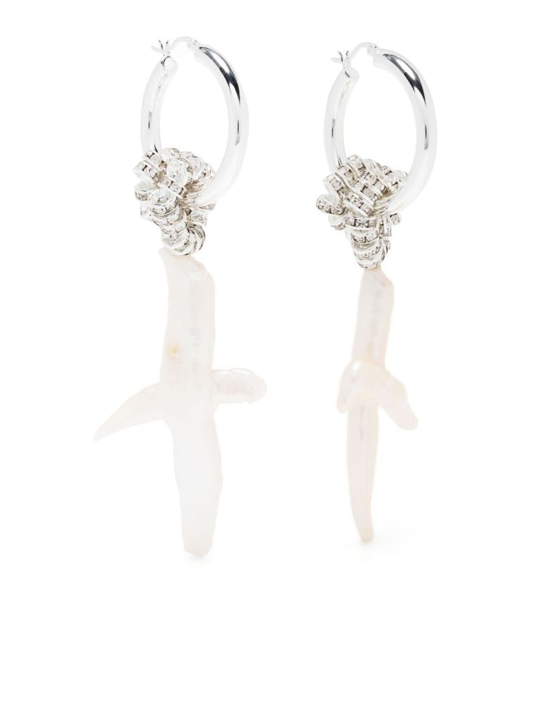 Silver-tone Crystal Pearl Drop Earrings