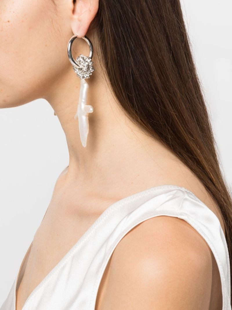 Silver-tone Crystal Pearl Drop Earrings