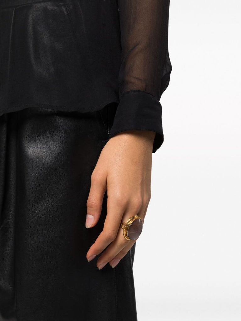 Gold-tone Macaron Moonstone Ring