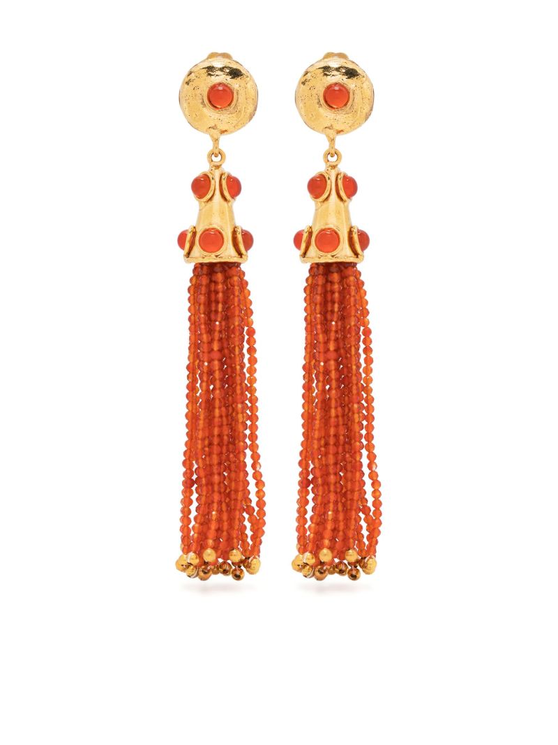 Gold-tone Gio Bead and Gemstone Drop Earrings