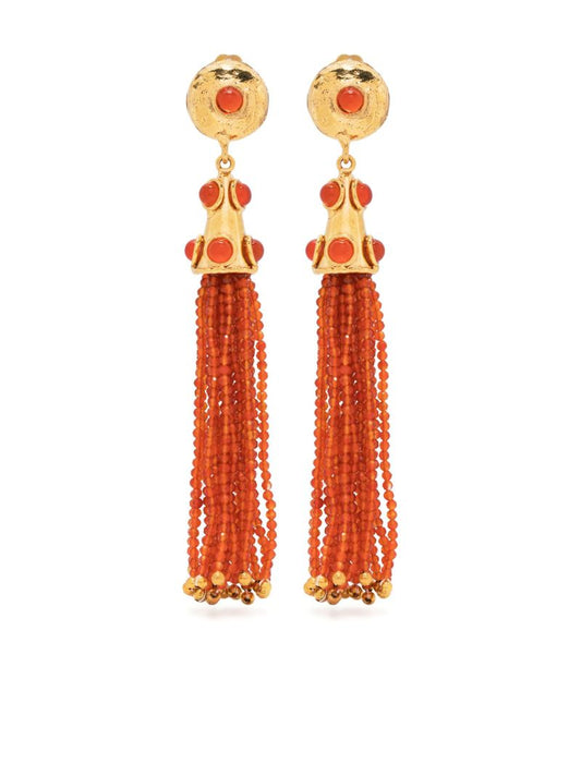Gold-tone Gio Bead and Gemstone Drop Earrings