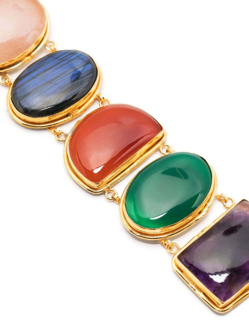 Gold-tone Torque Gemstone Necklace