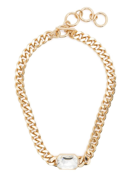 Gold-tone Crystal Chain Necklace