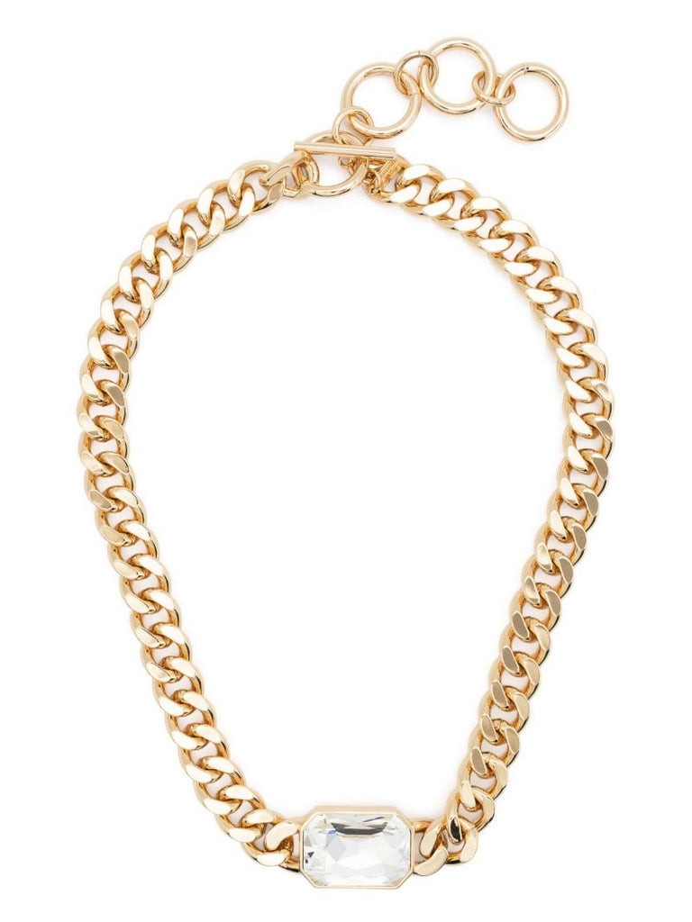 Gold-tone Crystal Chain Necklace