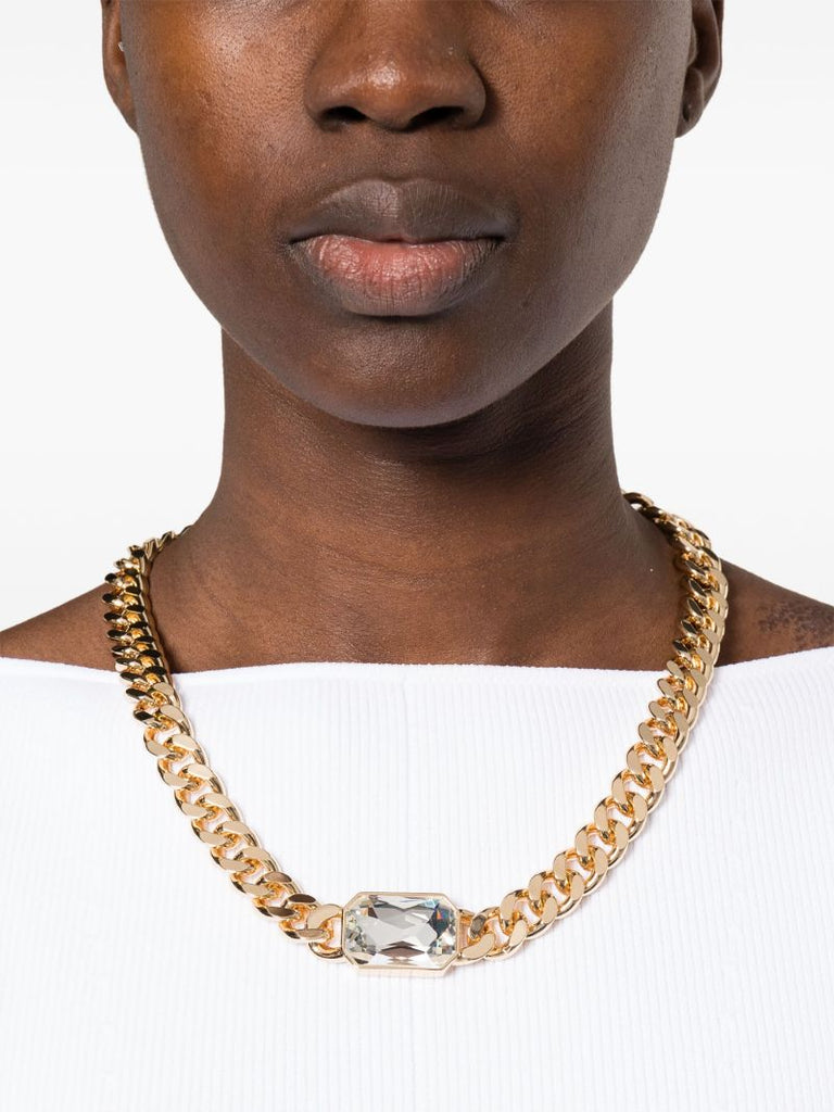 Gold-tone Crystal Chain Necklace
