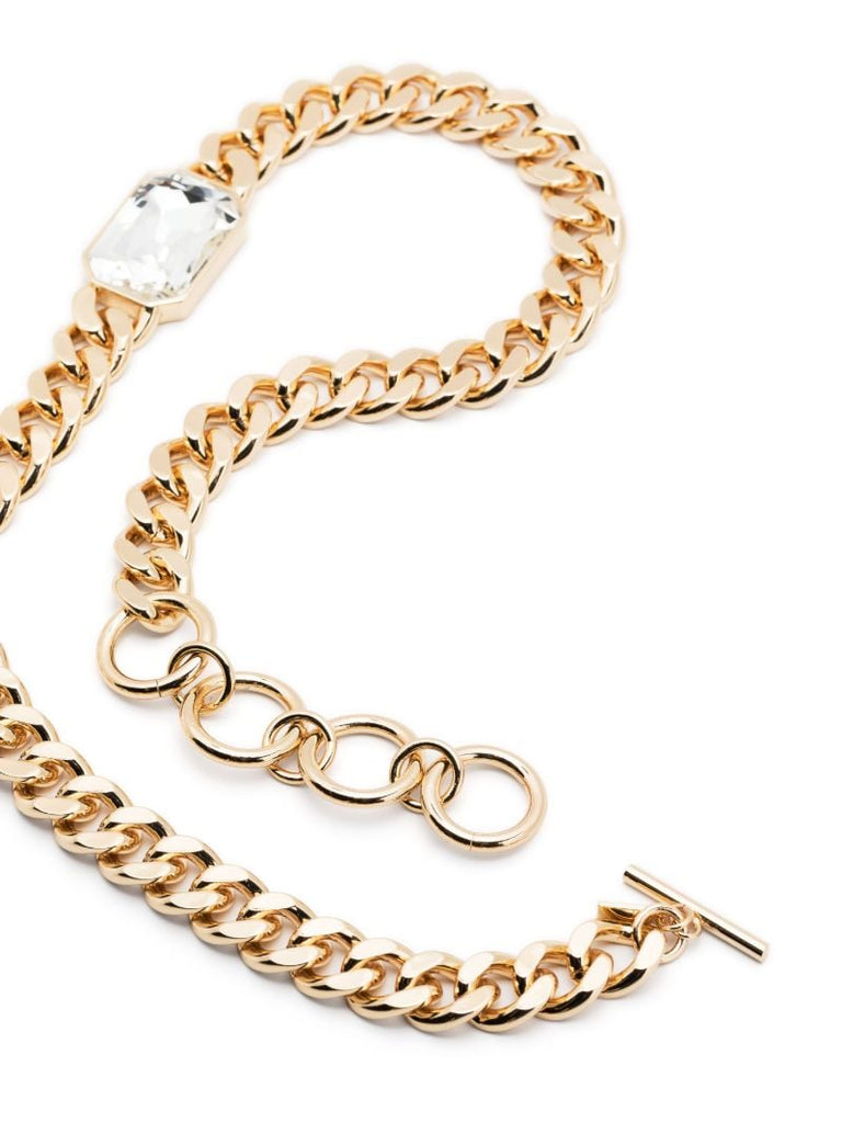 Gold-tone Crystal Chain Necklace