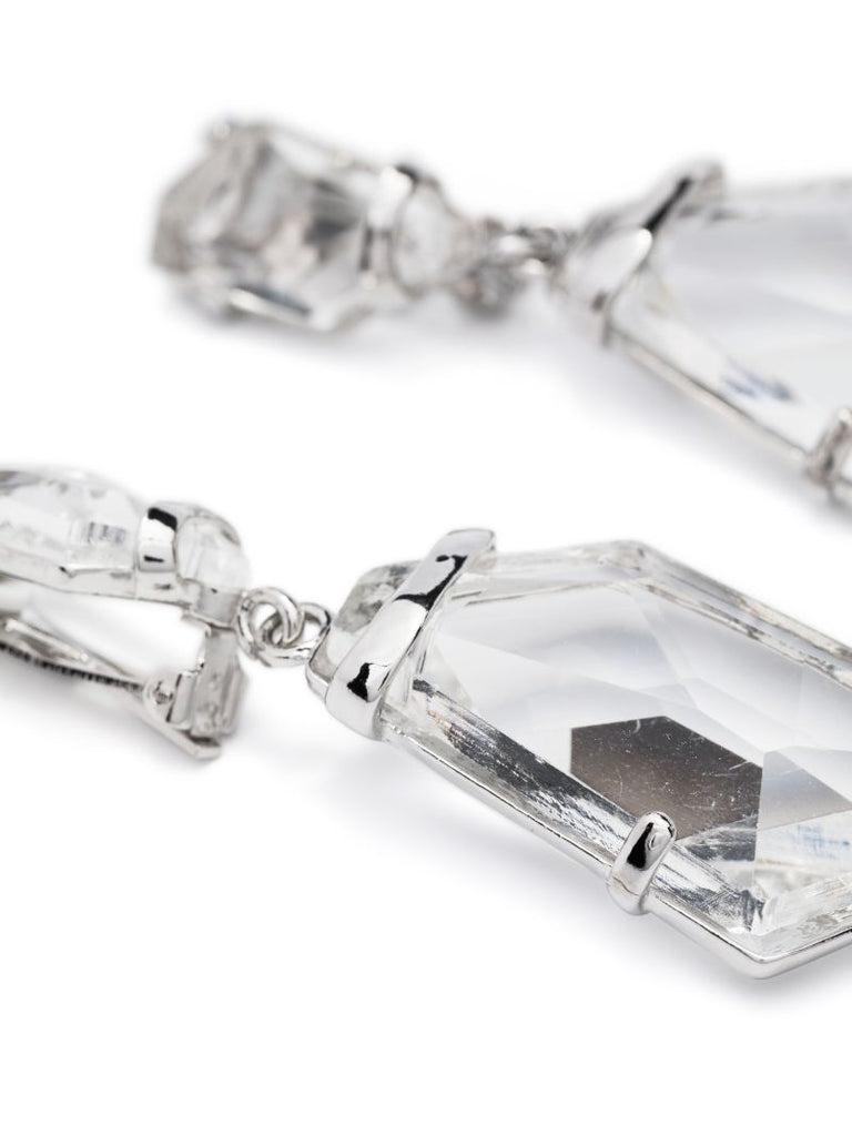 Silver-tone Fancy Crystal Drop Clip-on Earrings