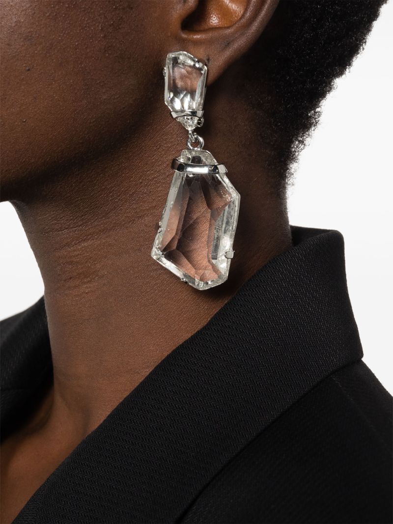 Silver-tone Fancy Crystal Drop Clip-on Earrings