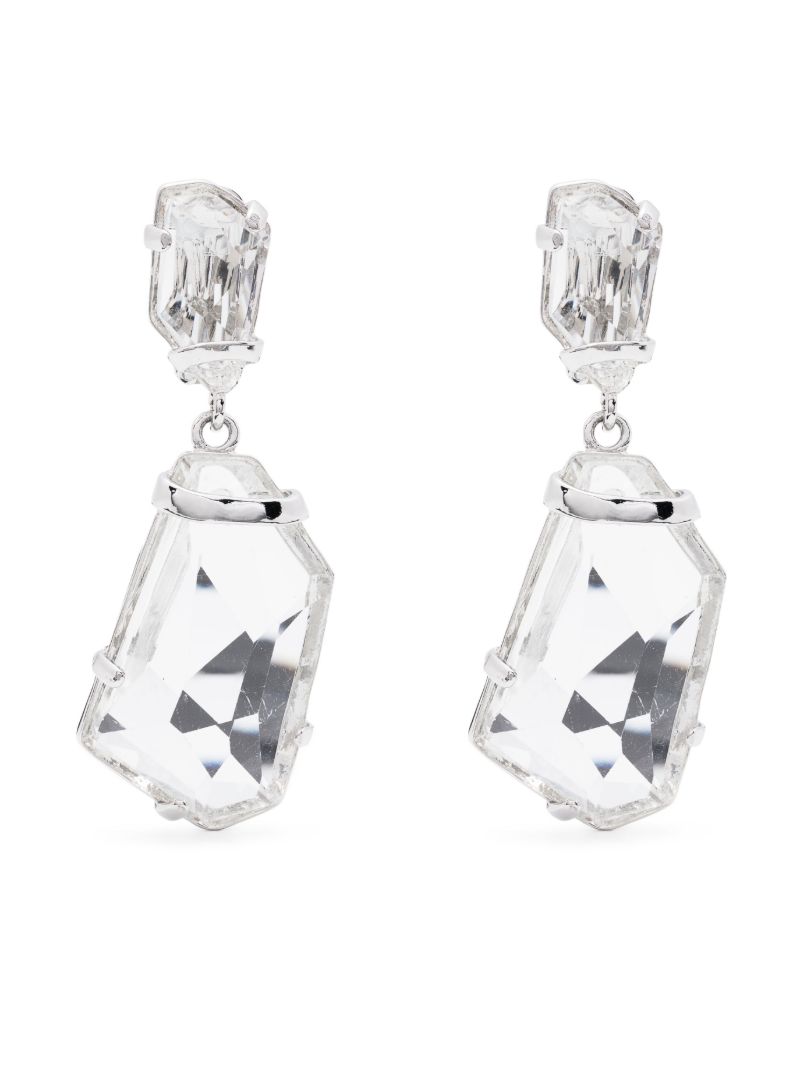 Silver-tone Fancy Crystal Drop Clip-on Earrings