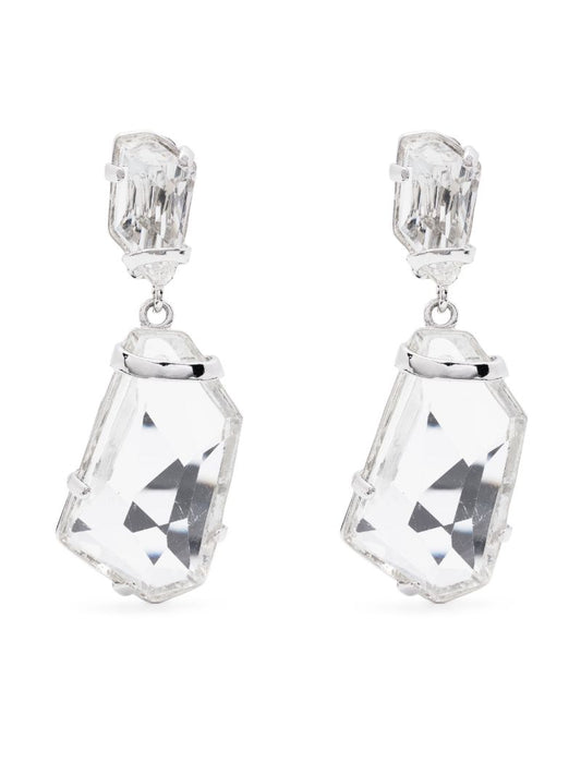 Silver-tone Fancy Crystal Drop Clip-on Earrings