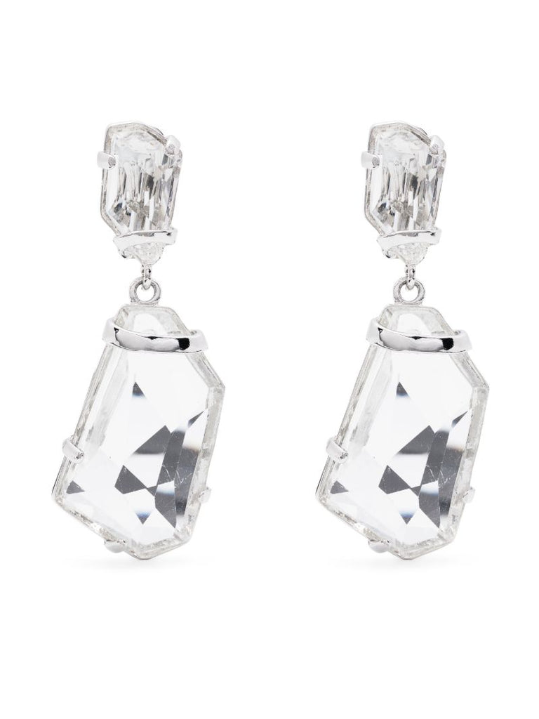 Silver-tone Fancy Crystal Drop Clip-on Earrings