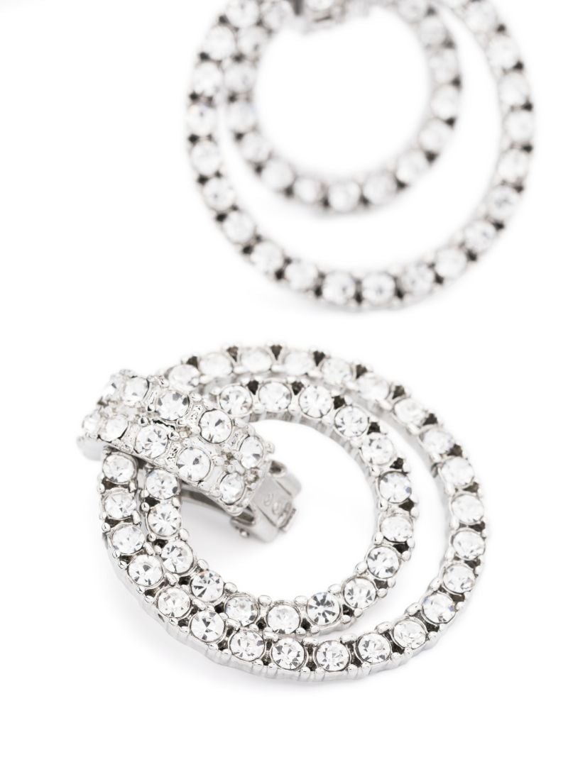 Silver-tone Double Doorknocker Crystal Clip-on Earrings