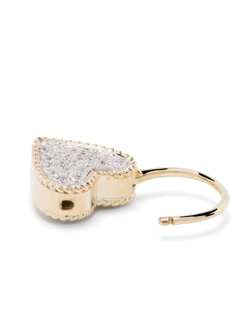 9k Yellow Gold Creole Cadenas Coeur Diamond Single Drop Earring