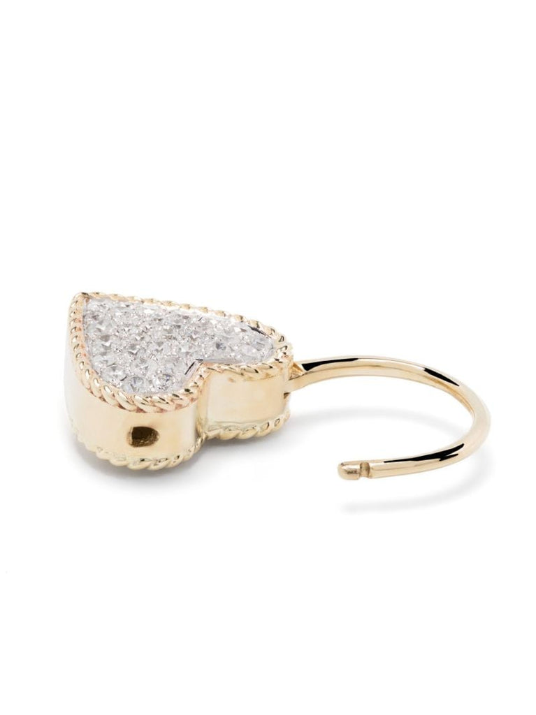 9k Yellow Gold Creole Cadenas Coeur Diamond Single Drop Earring