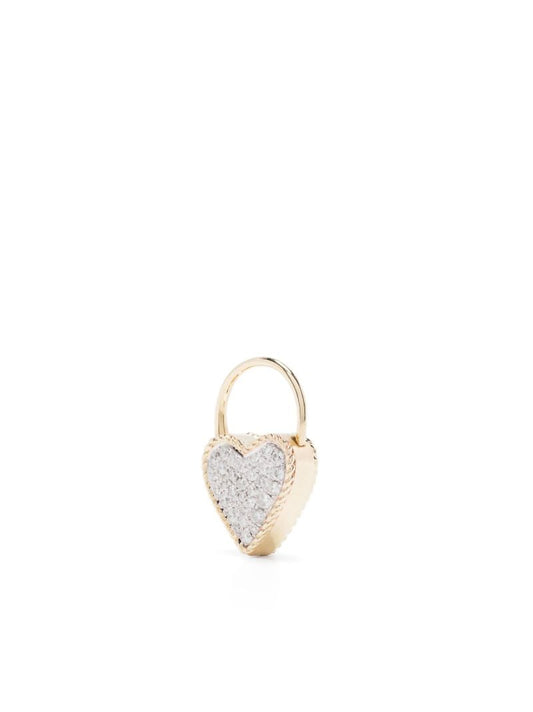 9k Yellow Gold Creole Cadenas Coeur Diamond Single Drop Earring